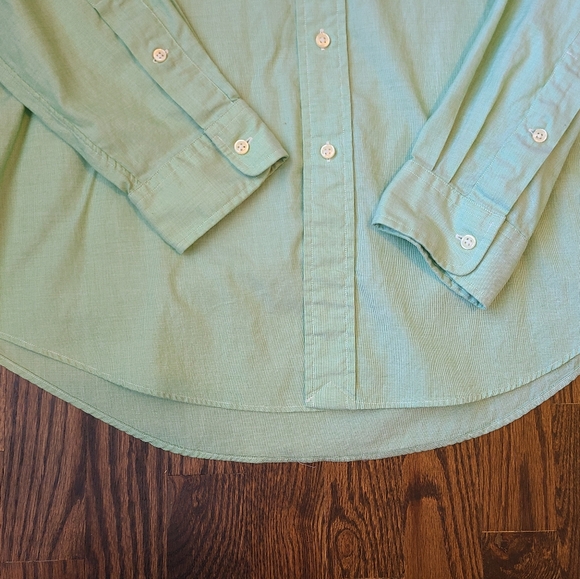 Ralph Lauren Custom Fit Green Button Down Shirt Purple Logo L - Picture 6 of 9